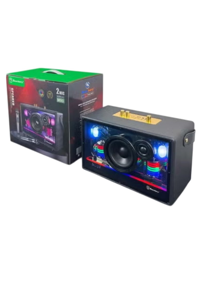 Smartberry M90 Portable Bluetooth Speaker with 2 UHF Microphones Wireless Karaoke Machine for Adults Kids Speaker System with Progressive Color LED Lights for Home Party - Image 1
