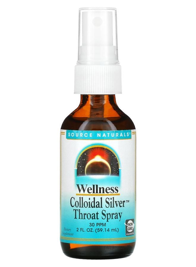 Wellness Colloidal Silver Throat Spray 30 PPM 2 fl oz (59.14 ml) (30 PPM per 0.6 ml)