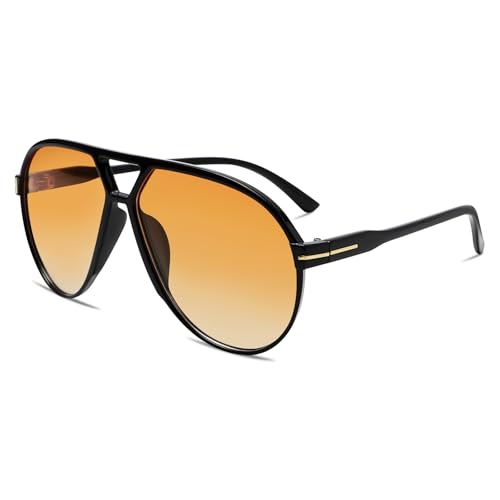 GUVIVI Retro Aviator Sunglasses for Women Men Oversized Classic 70s Vintage Trendy Square Aviators Set Tortoise Sun Glasses - Image 4
