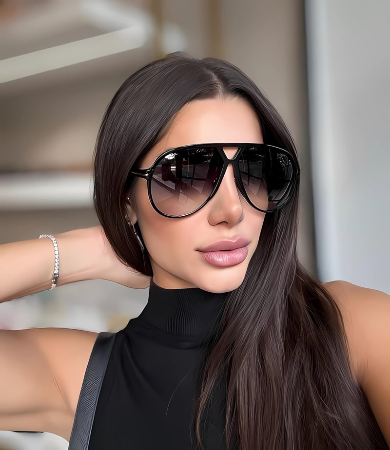GUVIVI Retro Aviator Sunglasses for Women Men Oversized Classic 70s Vintage Trendy Square Aviators Set Tortoise Sun Glasses - Image 2