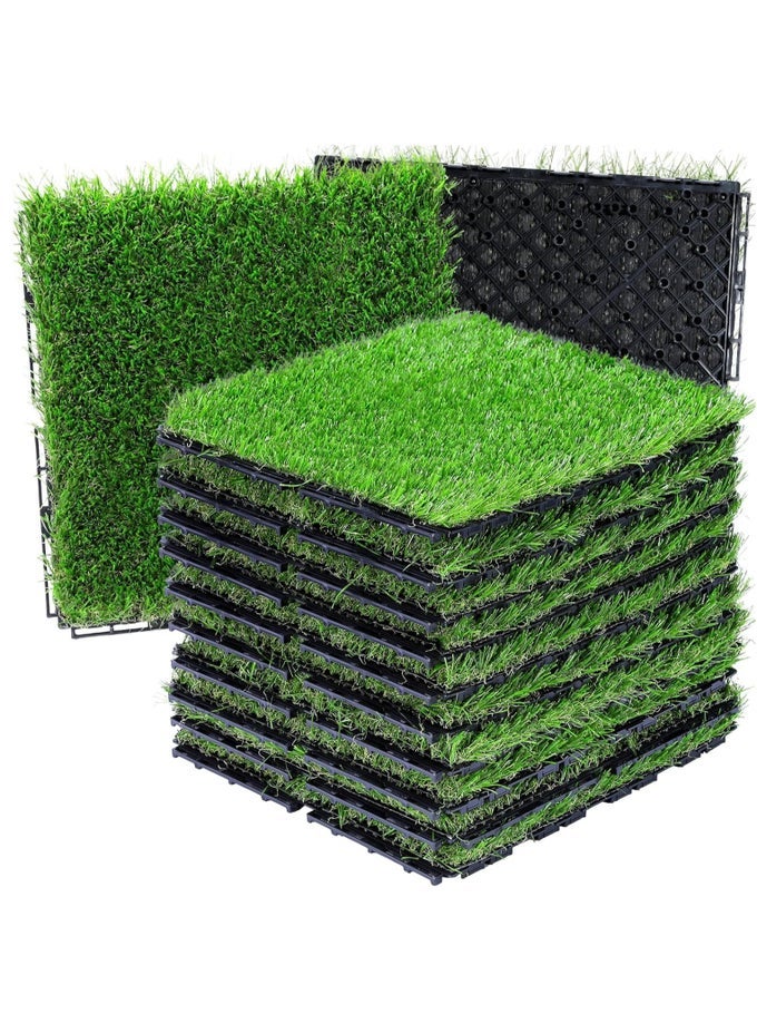 9-PIECE ARTIFICIAL GRASS INTERLOCKING TILE SET DURABLE AND WEATHER-RESISTANT FLOORING FOR INDOOR AND OUTDOOR DECORATION