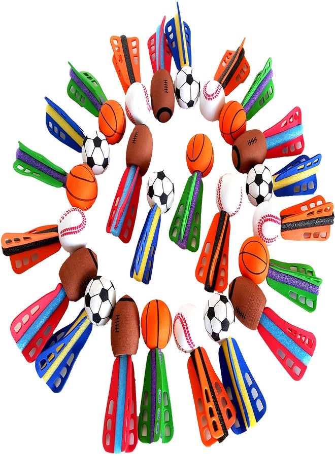 Dondor Enterprises Mini Foam Sports Ball Rocket Launcher Party Favors, Basketball, Baseball, Soccer, Football Foam Rocket Party Favors (12) - Image 2