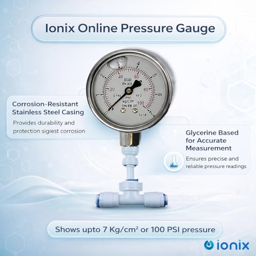 IONIX water pressure gauge, pressure gauge to check water pressure, pressure meter for water pump, Pressure gauge, Accurate 2.5 inch Large display (7 Kg down Entry) - Image 3