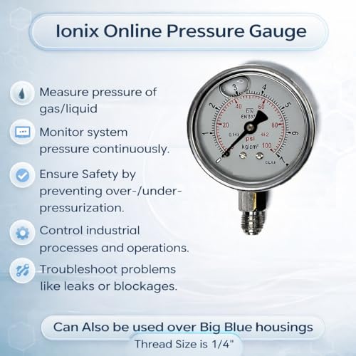 IONIX water pressure gauge, pressure gauge to check water pressure, pressure meter for water pump, Pressure gauge, Accurate 2.5 inch Large display (7 Kg down Entry) - Image 4