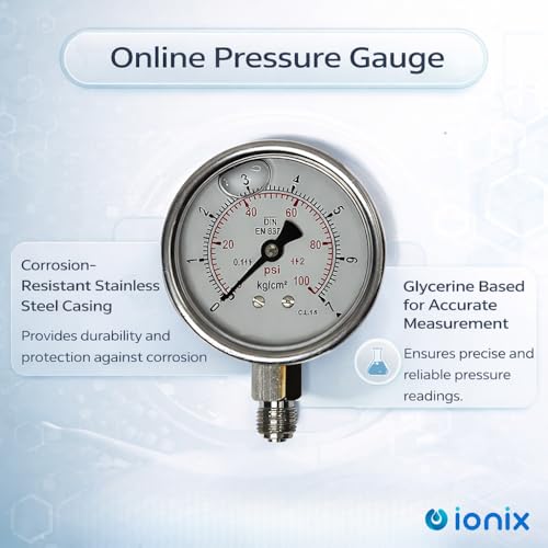 IONIX water pressure gauge, pressure gauge to check water pressure, pressure meter for water pump, Pressure gauge, Accurate 2.5 inch Large display (7 Kg down Entry) - Image 2