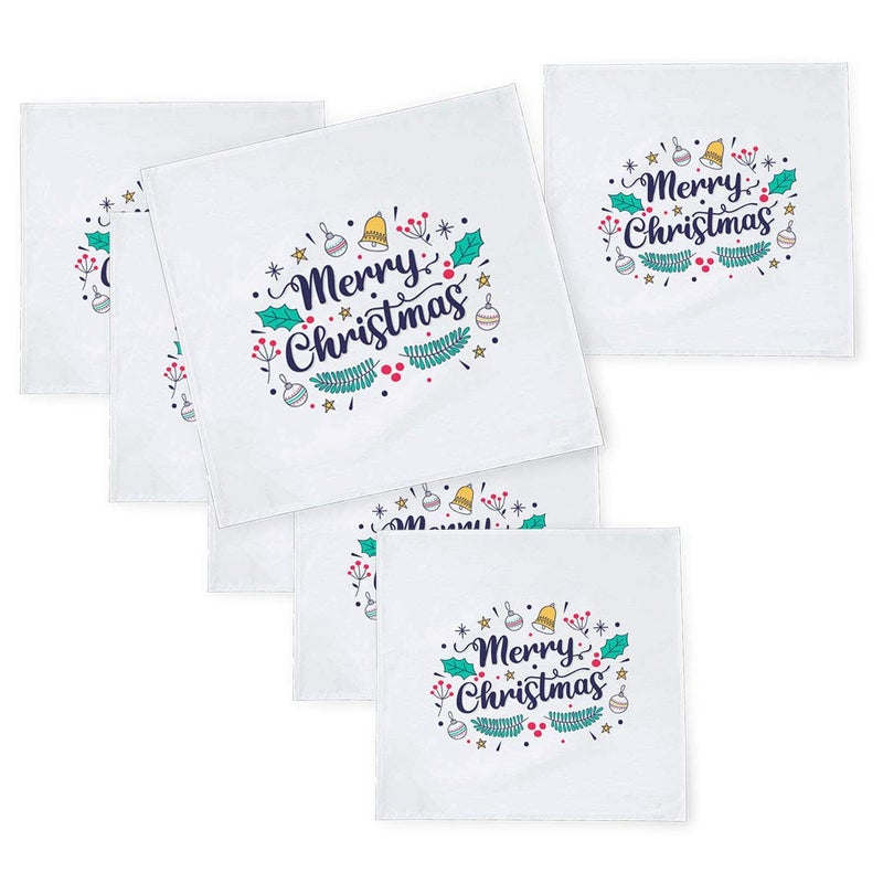 Khakee 6 Pcs Christmas Theme Tafta Silk Table Napkins 10x 10 for Xmas Decoration Christmas OrnamentsChristmas Gift npxmas54P - Image 1