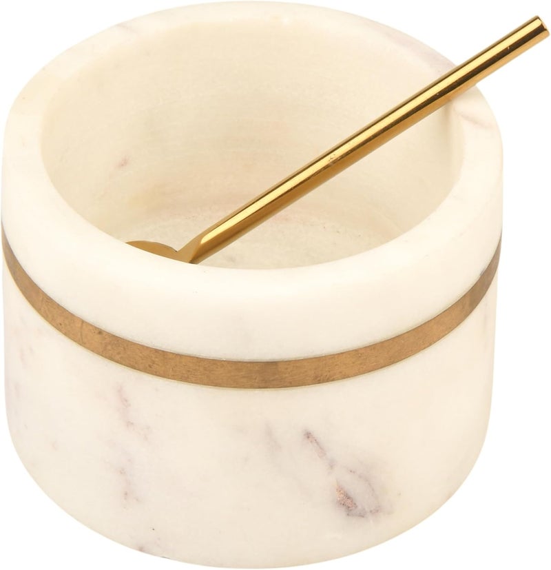 Cruiser’s Cache Cruiser’s Caché Marble Salt and Spice Cellars or Dipping Bowls with Gold Spoons | Set of 2 - Image 5