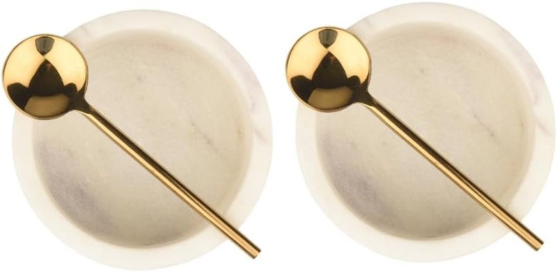 Cruiser’s Cache Cruiser’s Caché Marble Salt and Spice Cellars or Dipping Bowls with Gold Spoons | Set of 2 - Image 4