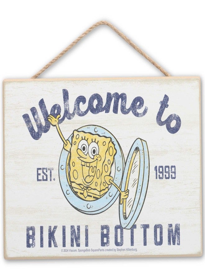 Open Road Brands SpongeBob SquarePants Nautical Welcome to Bikini Bottom Hanging Wood Wall Decor - Fun SpongeBob Sign for Home - Image 1