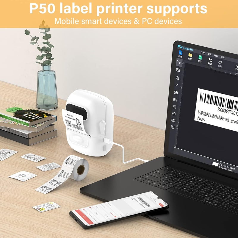 Marklife Labeling Machine with Barcode Label Printer - Mini Portable Bluetooth Thermal Labeling Machine for Address Clothing Jewelry Retail Barcode Small Business - Image 5
