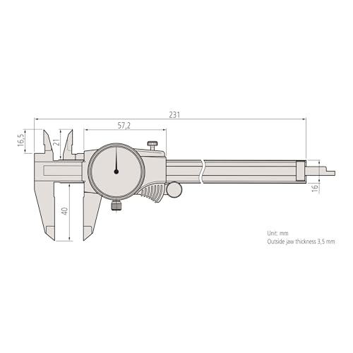 Mitutoyo 505-730 D15TX Dial Caliper, 2 mm/Rev, 0 mm-150 mm, 0.02 mm - Image 3