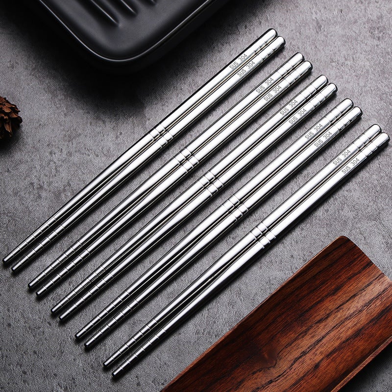 304 stainless steel chopsticks insulated Chinese household chopsticks can be high temperature disinfection children's chopsticks manufacturers wholesale can add logo 19cm chopsticks [304 material] (no laser logo) cloth wheel light - Image 5