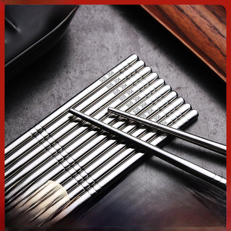 304 stainless steel chopsticks insulated Chinese household chopsticks can be high temperature disinfection children's chopsticks manufacturers wholesale can add logo 19cm chopsticks [304 material] (no laser logo) cloth wheel light - Image 2