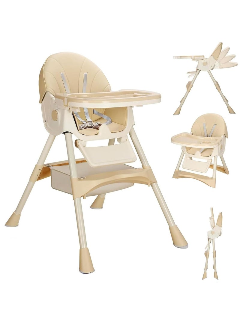 Apexll - High Chair for Babies and Toddlers, Foldable Baby High Chair with Adjustable Backrest, Double Removable Trays, Supports Up to 50KG, Easy to Clean - Image 1