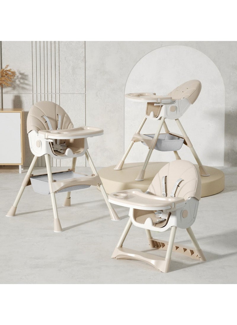 Apexll - High Chair for Babies and Toddlers, Foldable Baby High Chair with Adjustable Backrest, Double Removable Trays, Supports Up to 50KG, Easy to Clean - Image 1