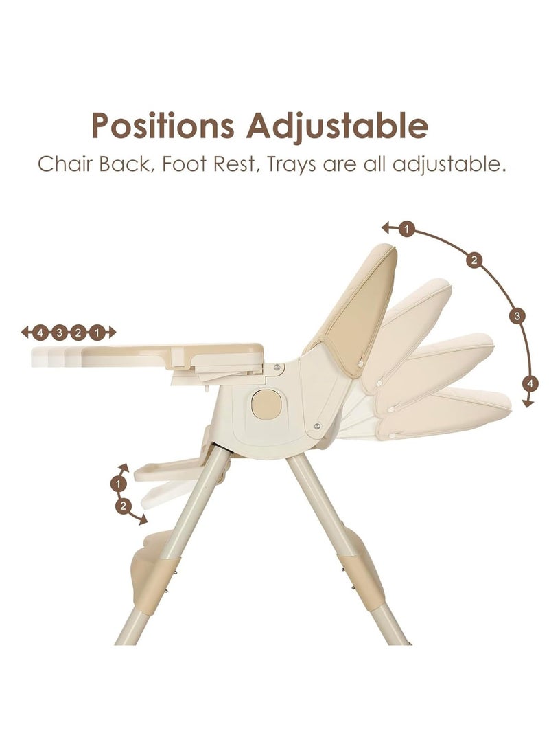 Apexll - High Chair for Babies and Toddlers, Foldable Baby High Chair with Adjustable Backrest, Double Removable Trays, Supports Up to 50KG, Easy to Clean - Image 1