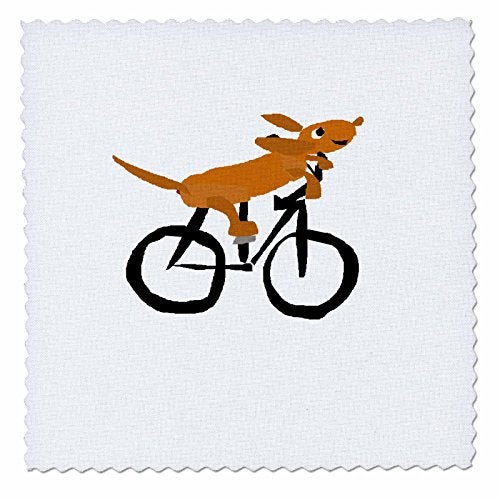 3DROSE 3dRose Funny Dachshund Puppy Dog Riding Bicycle - Quilt Square, 6 by 6-Inch (qs_216486_2)  - Image 1