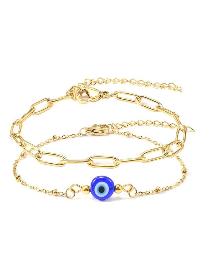 سوار عين زرقاء للنساء ذهبى