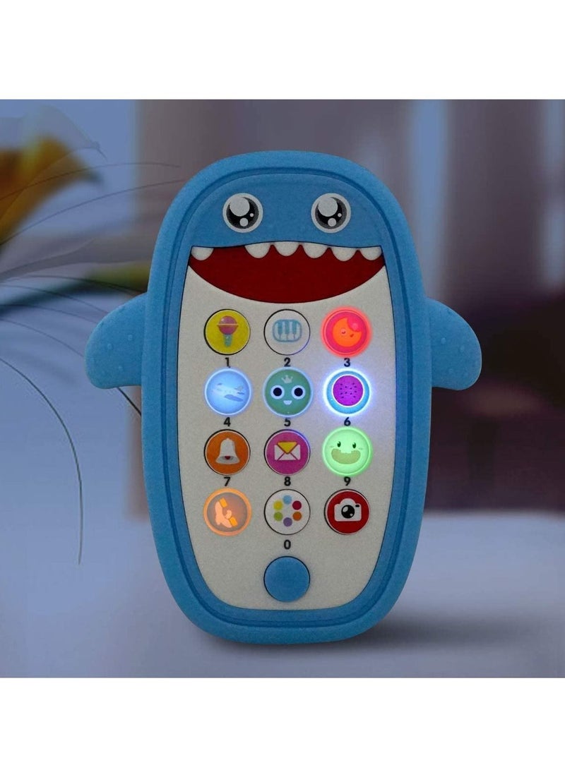Y&D Baby Musical Toys, Shark Phone Toys with Light and Sound, Teething Toy for Babies, Play Learn Children Toddlers, Preschool Birthday Gift Girl Boy 18+ Months Blue  - Image 3