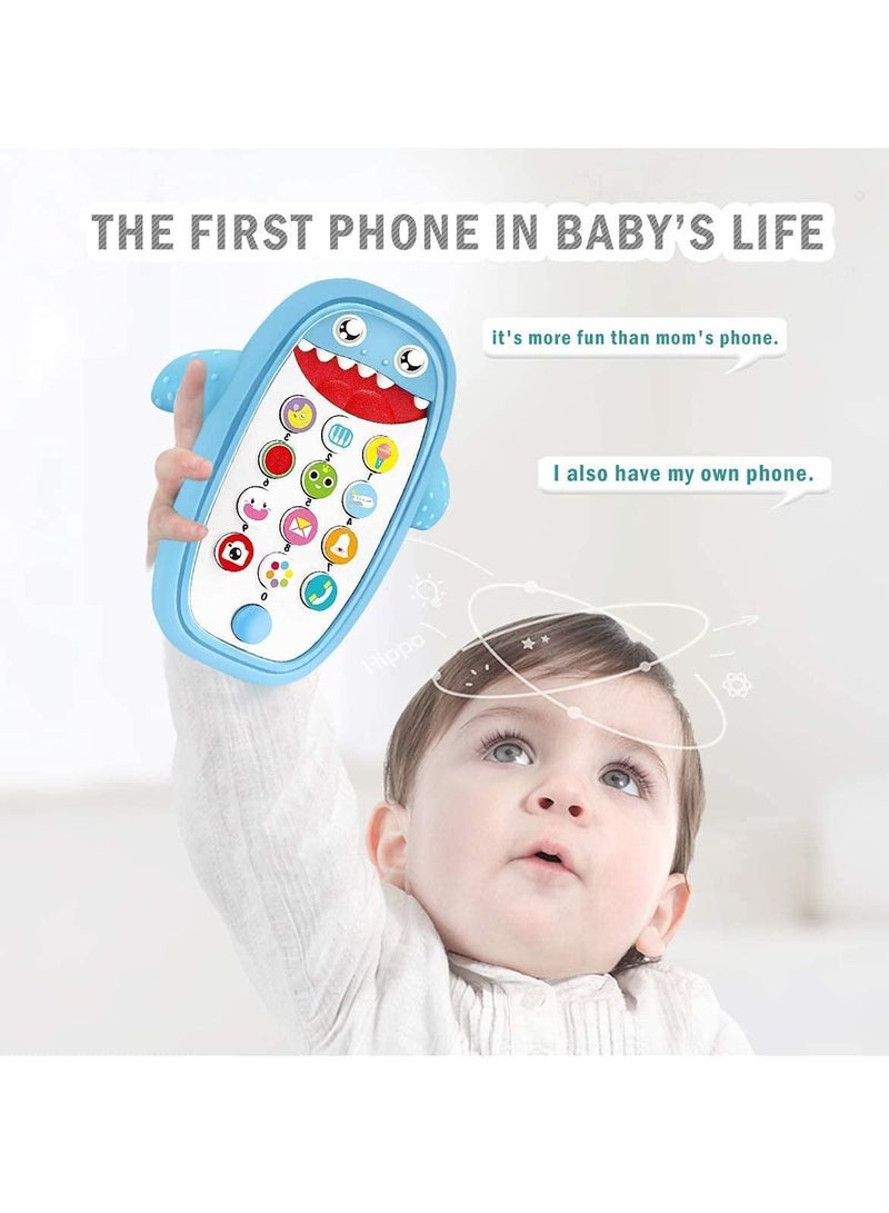 Y&D Baby Musical Toys, Shark Phone Toys with Light and Sound, Teething Toy for Babies, Play Learn Children Toddlers, Preschool Birthday Gift Girl Boy 18+ Months Blue  - Image 2