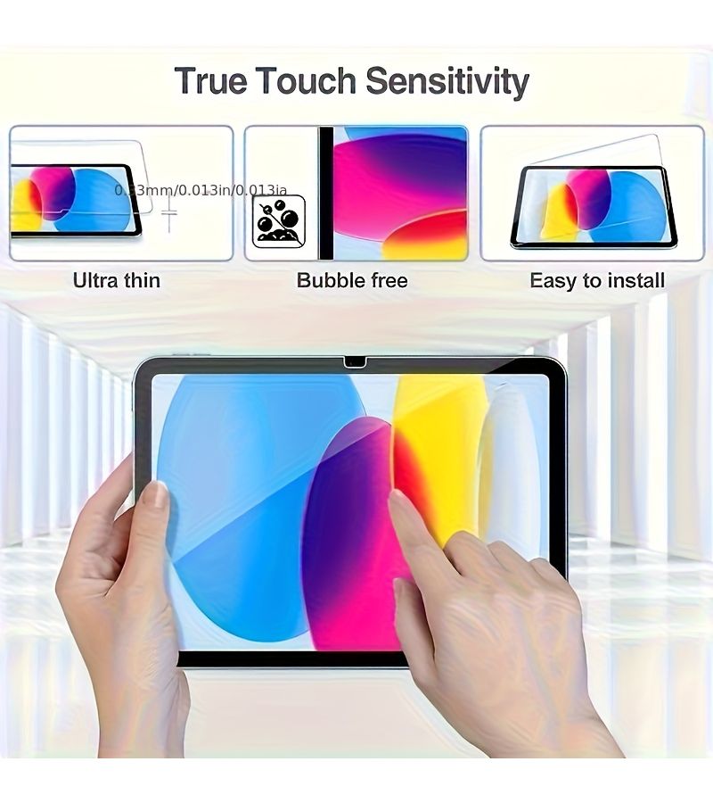 3Pcs Set Compatible With IPad 10Th Generation 2022 10 9 Inch Tempered Glass Screen Protector High Quality 9H Hardness Full Coverage Anti Fingerprint Clear Film Easy Installation Tools - Image 3