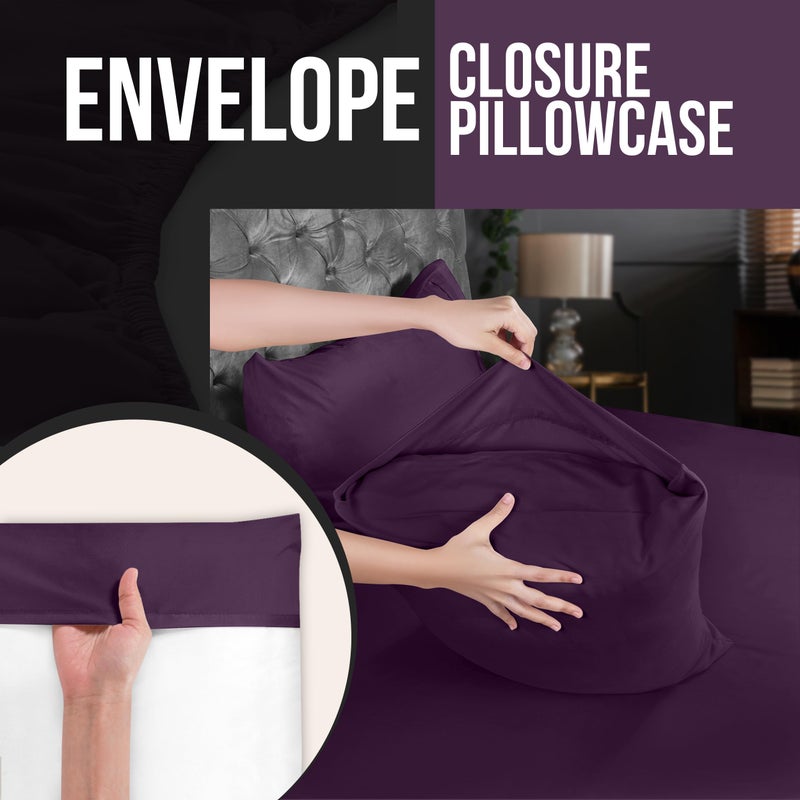 Utopia Bedding King Pillow Cases - 4 Pack - Envelope Closure - Soft Brushed Microfiber Fabric - Shrinkage and Fade Resistant Pillow Covers King Size 20 X 40 Inches (King, Dark Purple) - Image 4