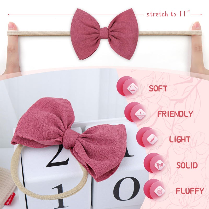 YanJie 4.5'' Baby Girls Soft Nylon Headbands Newborn Bows Handmade Hairbands Hair Accessories for Newborn Infant Toddler Kids 16Pcs - Image 5