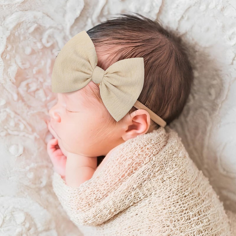 YanJie 4.5'' Baby Girls Soft Nylon Headbands Newborn Bows Handmade Hairbands Hair Accessories for Newborn Infant Toddler Kids 16Pcs - Image 2