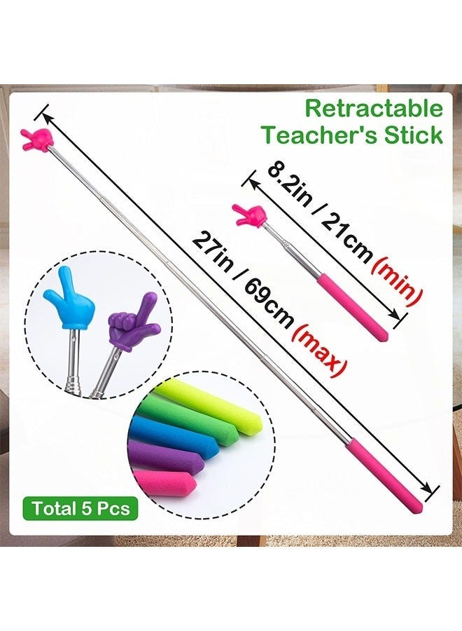 5 PCS Children Finger Reading Stick, Point Reading Pen Kindergarten Student Teacher Teaching Reading Picture Book Finger Shape Mini Pointer Stick - Image 2