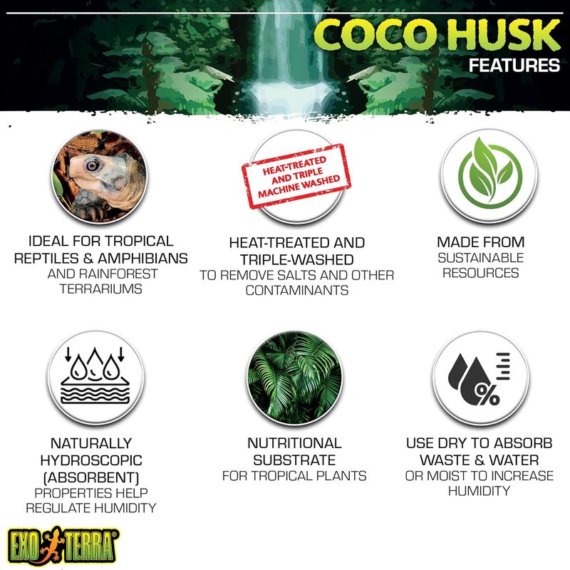 Exo Terra Coco Husk Coconut Fiber Bedding, 7.2-Quart for Reptiles and Amphibians - Image 2