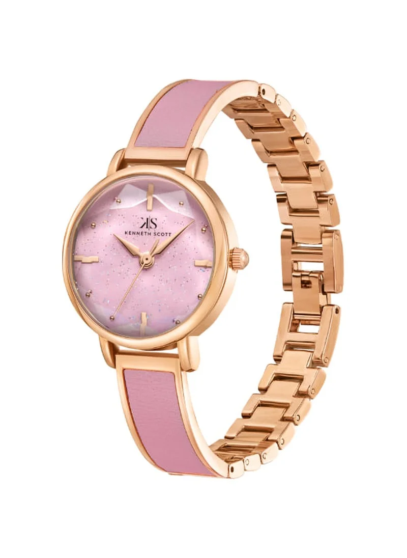 كينيث سكوت Kenneth Scott K23503-RBPP Women's Analog Display Watch & Alloy Strap Pink