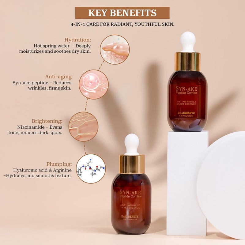 DR.LIBEAUTE Dr Libeaute Synake AntiWrinkle Face Essence for Men  Women 50 ml 176 fl oz Korean Skincare Brightening AntiAging Reduce Fine Lines Spots Boosts Collagen with Niacinamide Synake Peptide - Image 4