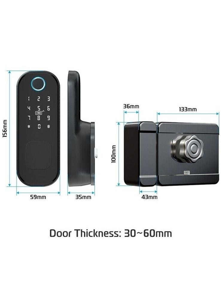 Generic - Fingerprint Waterproof Outdoor Gate Remote Control Bluetooth TTLock App Passcode Rfid Card Keyless Smart Door Lock and Gateway - Image 1