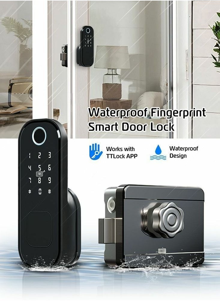 Generic - Fingerprint Waterproof Outdoor Gate Remote Control Bluetooth TTLock App Passcode Rfid Card Keyless Smart Door Lock and Gateway - Image 1