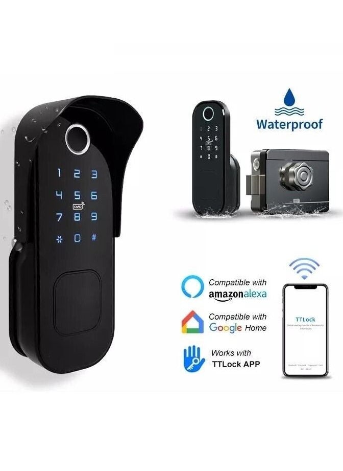 Generic - Fingerprint Waterproof Outdoor Gate Remote Control Bluetooth TTLock App Passcode Rfid Card Keyless Smart Door Lock and Gateway - Image 1
