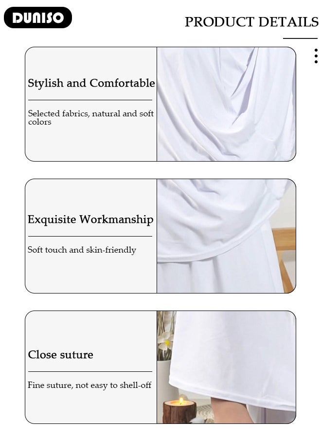 DUNISO Women Muslim Heardscarf Shawl Pullover Extra Long Prayer Hijab Muslimah one Piece Chadors Arabia Body Cover Turban Islamic Middle East Full Cover Clothing  - Image 2