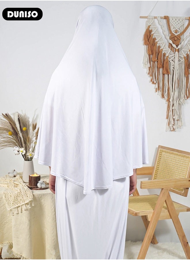 DUNISO Women Muslim Heardscarf Shawl Pullover Extra Long Prayer Hijab Muslimah one Piece Chadors Arabia Body Cover Turban Islamic Middle East Full Cover Clothing  - Image 5