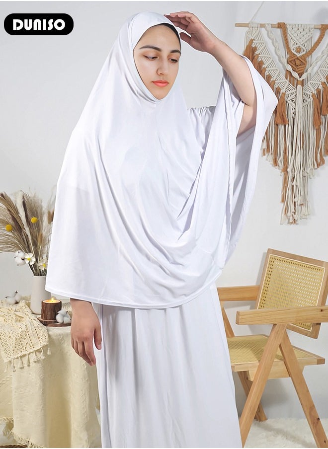 DUNISO - Women Muslim Heardscarf Shawl Pullover Extra Long Prayer Hijab Muslimah one Piece Chadors Arabia Body Cover Turban Islamic Middle East Full Cover Clothing - Image 1