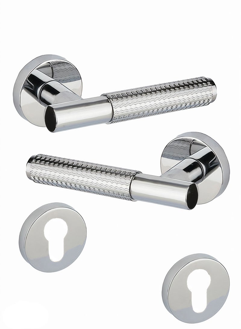 Shiny Silver Heavy Door Handle Pair