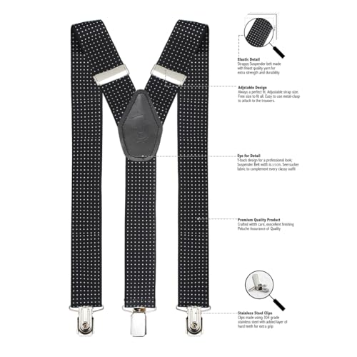 Peluche Polka Dots black color suspender for men | FreeSize - 3.5cm width and 110cm length - Image 3
