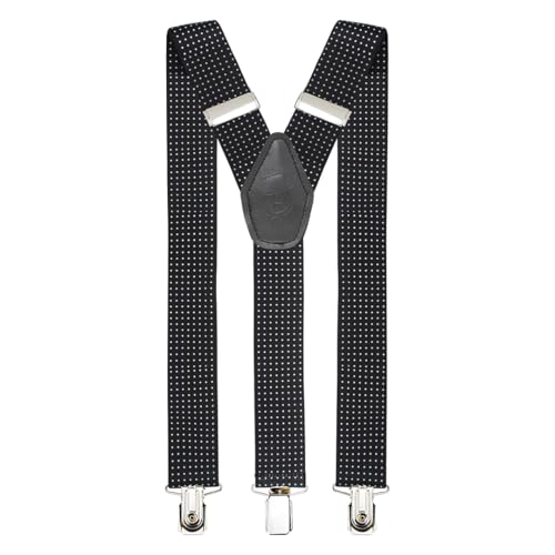 Peluche Polka Dots black color suspender for men | FreeSize - 3.5cm width and 110cm length - Image 1
