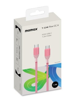 Momax Momax Flow 60W USB-C to USB-C 1.2m Silicone Cable, Fast Charging and Data Transfer, Pink  - Image 4