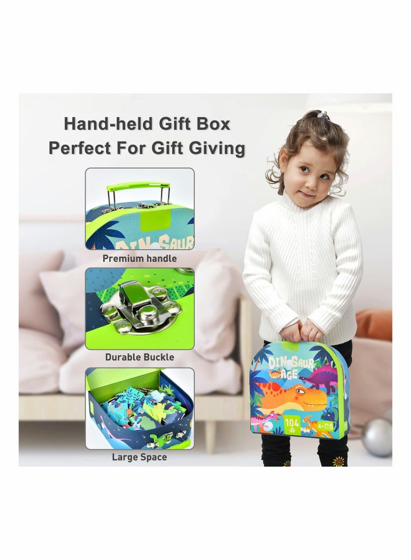 Luckam 27.5" X 15.7" Puzzles for Kids Ages 4-8, Preschool Learning & Education Toys, Jigsaw Puzzles for Kids Ages 6-10, Toddler Puzzles Floor Puzzle Games with Storage Box (Dinosaur Age Puzzle) - Image 5