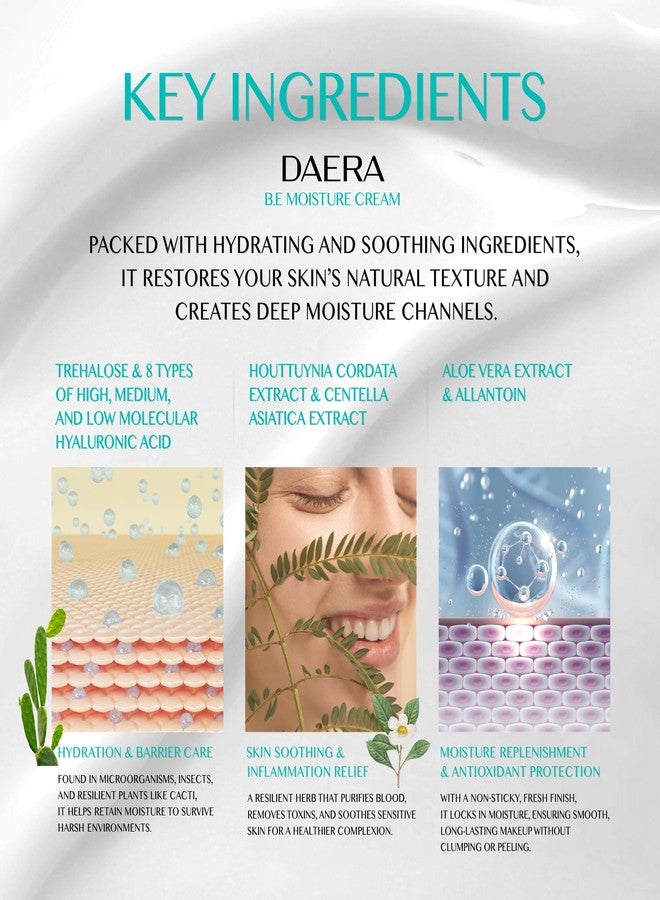 DAERA B.E Cream- Korean Moisturizer, Lightweight All Skin Type, Sensitive Skin, Trahalose & Hyaluronic Acid, Centella Asiatica,Fast Absorbing, Lightweight, Korean Skin Care (3.38 oz) - Image 3