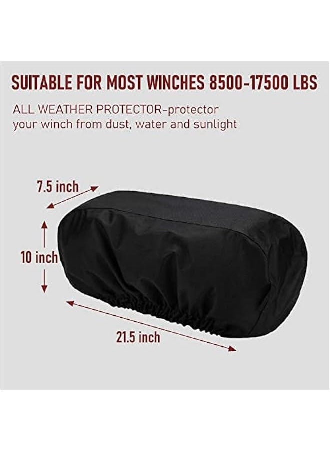 Generic Waterproof Winch Cover Heavy Duty 600D Winch Dust Cover Durable Winch Protection Cover for Electric Winches 8500-17500 lbs - Black  - Image 2