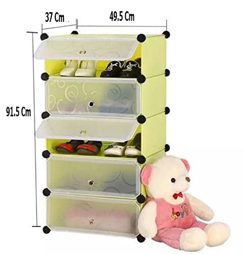 Styleys رف أحذية بلاستيكي من ستايلز مع غطاء لتنظيم المنزل/المكتب - 5 مكعب أزرق - Image 2