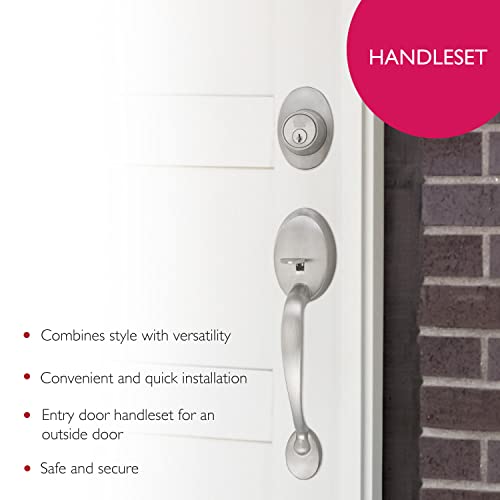 Design House 700682 Coventry Handleset with Springdale Interior Lever and Single Cylinder Deadbolt Satin Nickel - Image 4