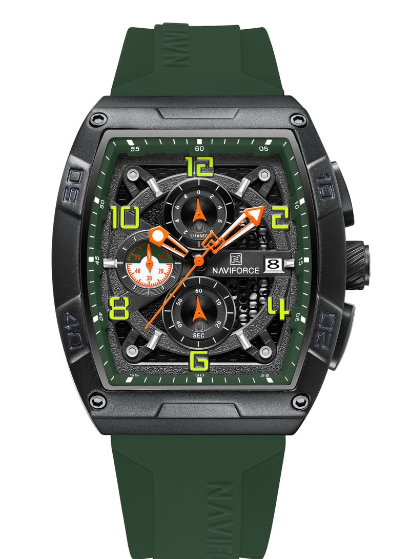 NAVIFORCE New Design Fumed Silica Quartz Chronograph Wrist Watch For Men NF8052 B/GN/GN - Image 1