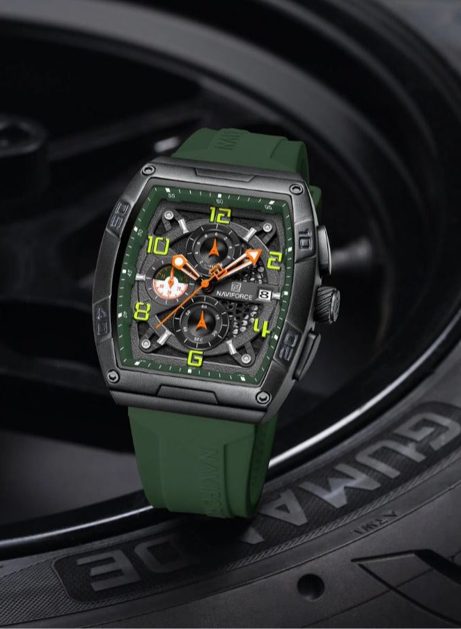NAVIFORCE New Design Fumed Silica Quartz Chronograph Wrist Watch For Men NF8052 B/GN/GN - Image 4