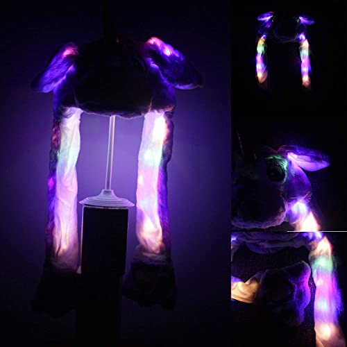 Kiditos Plush Unicorn Cap, Ear Moving Jumping Hat, Funny LED Glowing Headwear Bunny Hat Cap for Women Girls, Multi - Image 4